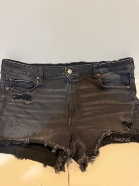 American Eagle Women's Black Distressed Denim Shorts
